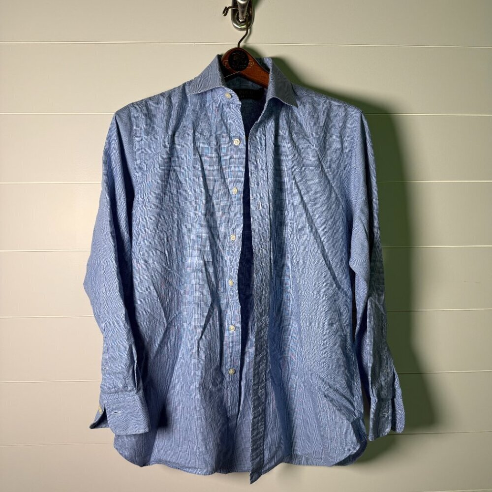 Polo Ralph Lauren Button Up Men's Shirt 15 1/2-32/33 Blue White Plaid